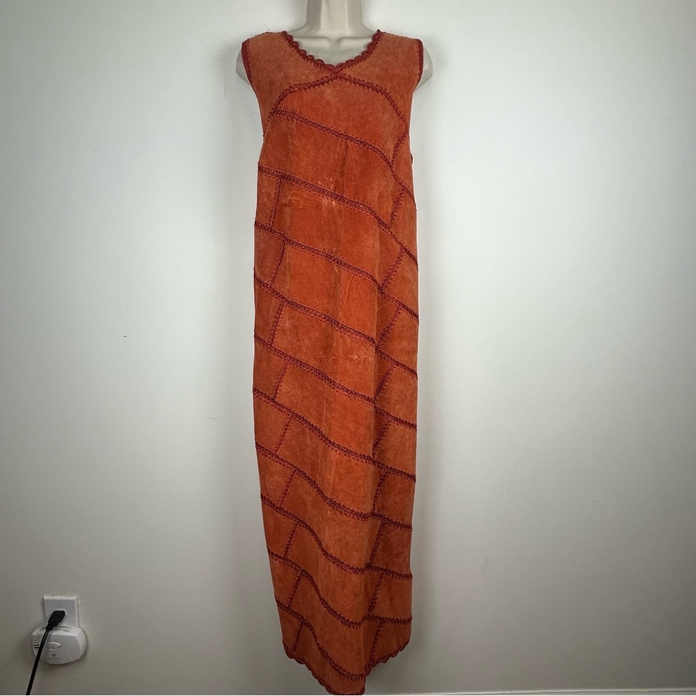 Vintage Jon Lawrence Ltd Orange Patchwork Leather… - image 2